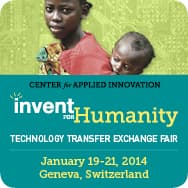 Invent for Humanity Technology Transfer Exchange Fair — January 19–21, 2014, Geneva, Switzerland.